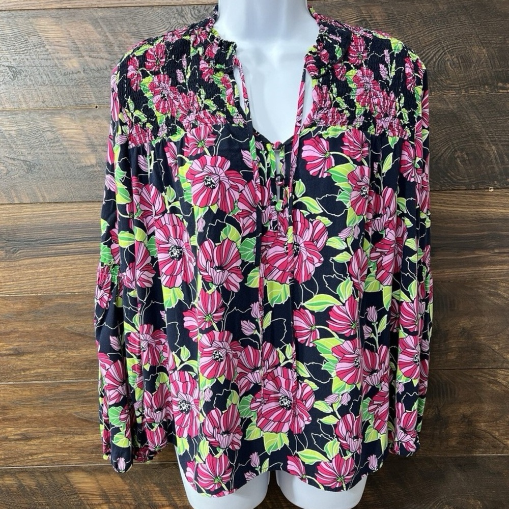 Crown & Ivy Floral Blouse - Pink and Green